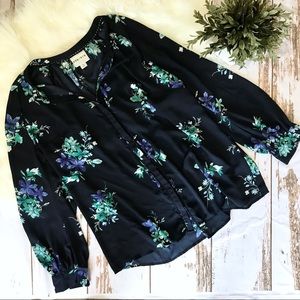 Ava + Viv | Plus Navy Floral Blouse | Size 2x